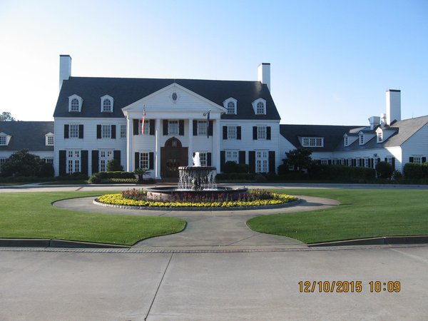 Growing greener grass that lasts: Endurant eco-friendly turf colorant on the clubhouse lawn at Pine Lakes provides a stunning look in December that will last throughout the winter months. 