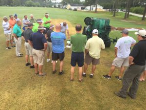 Golf Course Superintendent Rob Vaughan, known as Dr. Paint, is one of the most experience turfgrass painters in the field.