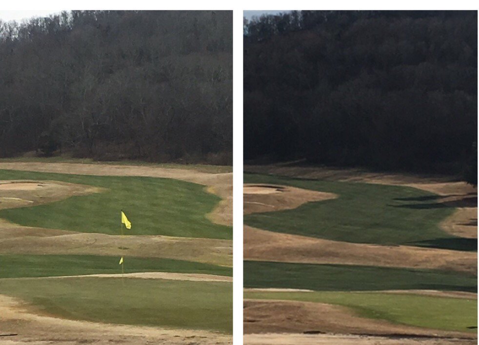 Left: 2016 overseed. Right: 2017 Endurant turf colorant. Golf course superintendents save money, water, overseed, fertilizer and other harsh chemicals by choosing Endurant instead of overseed. 