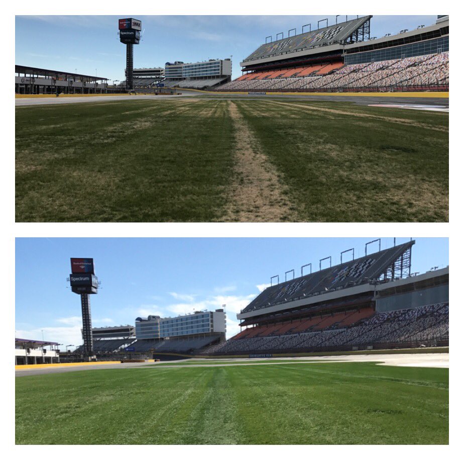 Nascar: Before and after Endurant turf colorant