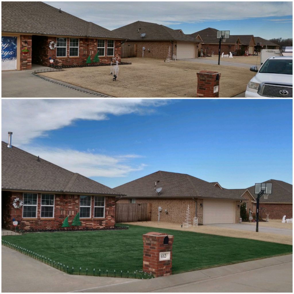 Lawn painted using Endurant Turf Colorant on dormant grass in Oklahoma. 