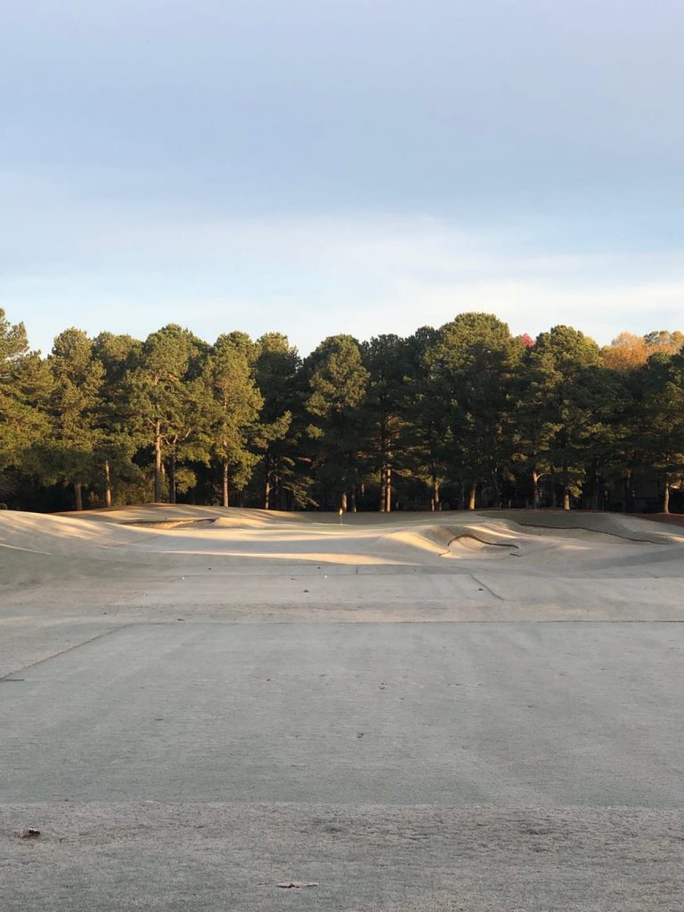 Painting dormant grass green: Before Endurant on dormant bermuda at a golf course